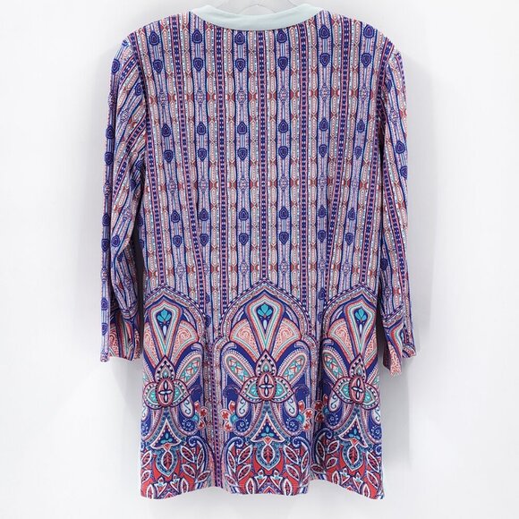 J. McLAUGHLIN 3/4 Sleeve Stretch Geometric Print Tunic Top - Picture 2 of 4